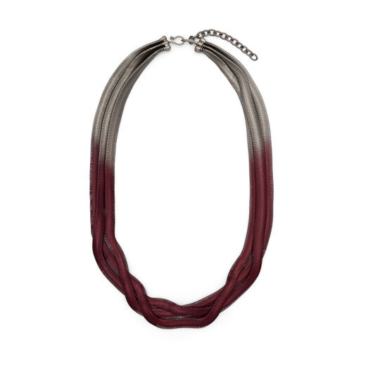 Charcoal and scarlet three strands necklace by Sarah Cavender